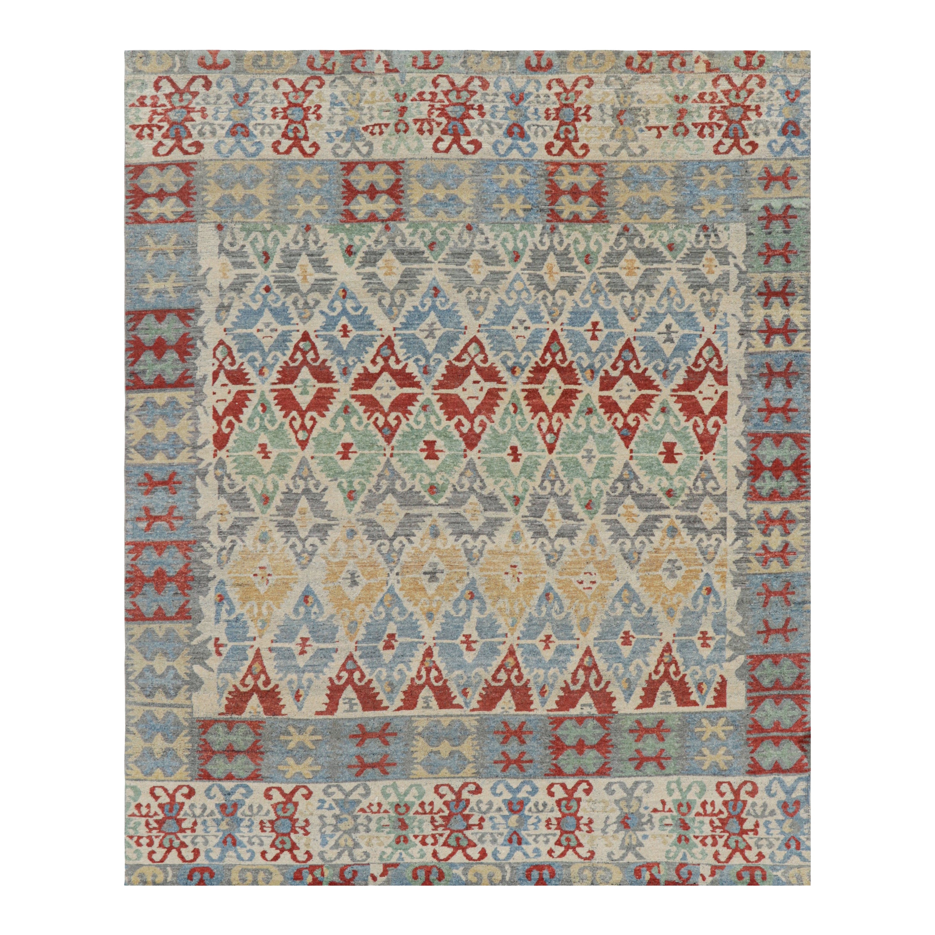 Rug & Kilim’s Tribal Style Rug with Vibrant Polychromatic Geometric Patterns