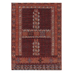 Tappeto in stile Yomut Ensi di Rug & Kilim in rosso e blu con motivi geometrici
