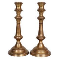 Traditional Brass Baluster Candlestick Holders - a Pair