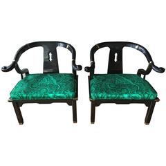 James Mont Style Malachite Lounge Chairs by Century 2
