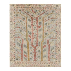 Rug & Kilim's Scandinavian Style Rug in Cream & Ice Blue with Geometric Patterns (tapis de style scandinave à motifs géométriques)