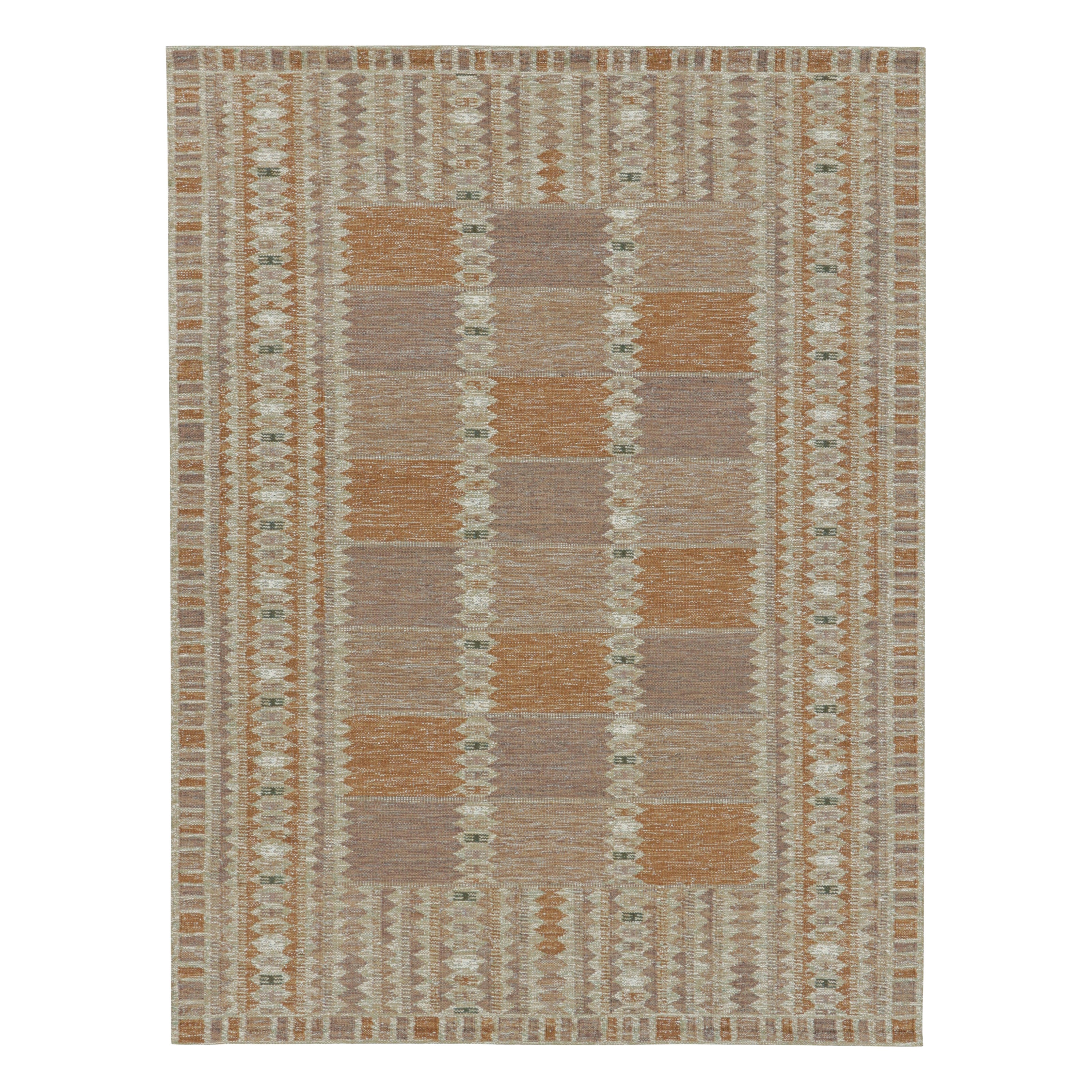 Rug & Kilim’s Scandinavian Style Custom Rug Design with Geometric Patterns For Sale