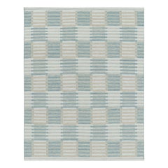 Rug & Kilim’s Scandinavian Style Custom Rug in Light Blue with Geometric Pattern