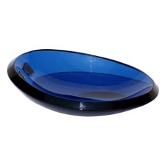 Bol en verre bleu Crystal Arte, ère spatiale italienne, 1970
