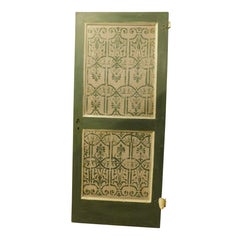Lacquered and painted green wooden door with texture, Italy