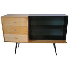 Paul McCobb Planner Group Three Piece Cabinet and Bookcase and Bench