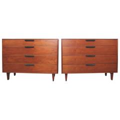 Pair of Dressers with Leather Handles by Edward Wormley for Dunbar