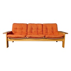 Mid Century Wool Pine Three Seater Sofa von Yngve Ekström für Swedese Vintage
