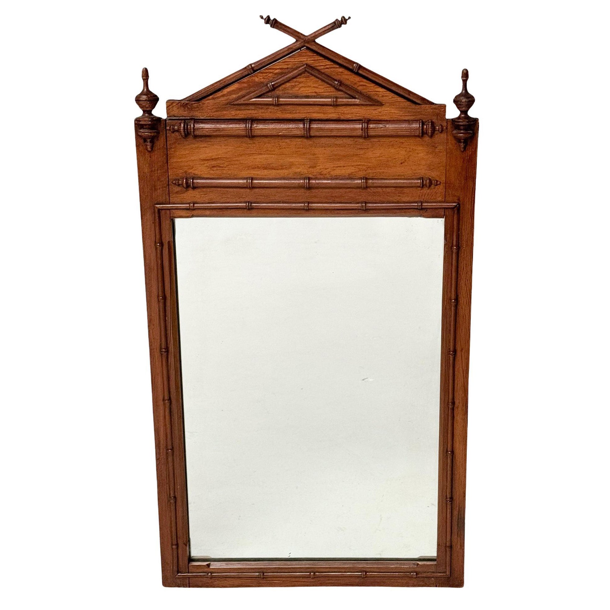 French Provincial Faux Bamboo Wall Mirror, 1900s