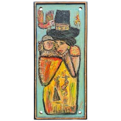 2003 Portrait of Mother With Child, Folk Art, Oil Painting on Board