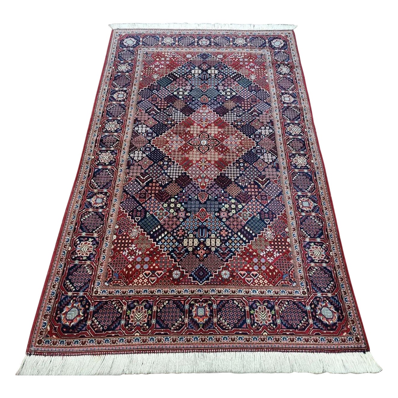 Handgefertigter persischer Kashan-Teppich im Vintage-Stil 4.4' x 7.3' 1950er Jahre - 1D189