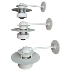 Elegant set of three  1970's outdoor sconces design by Louis Poulsen
