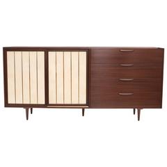 Stunning Mahogany Leather and Brass Sideboard by Harvey Probber