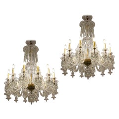 Pair of Exceptional Large French Cut- Crystal Chandelier 1930'