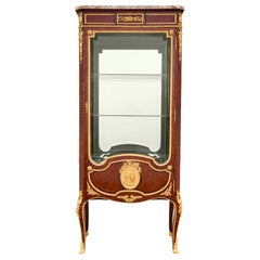 Antique Louis XVI Style Ormolu, Marble and Parquetry Vitrine