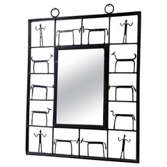 Wrought iron mirror Frederic Weinberg 1950
