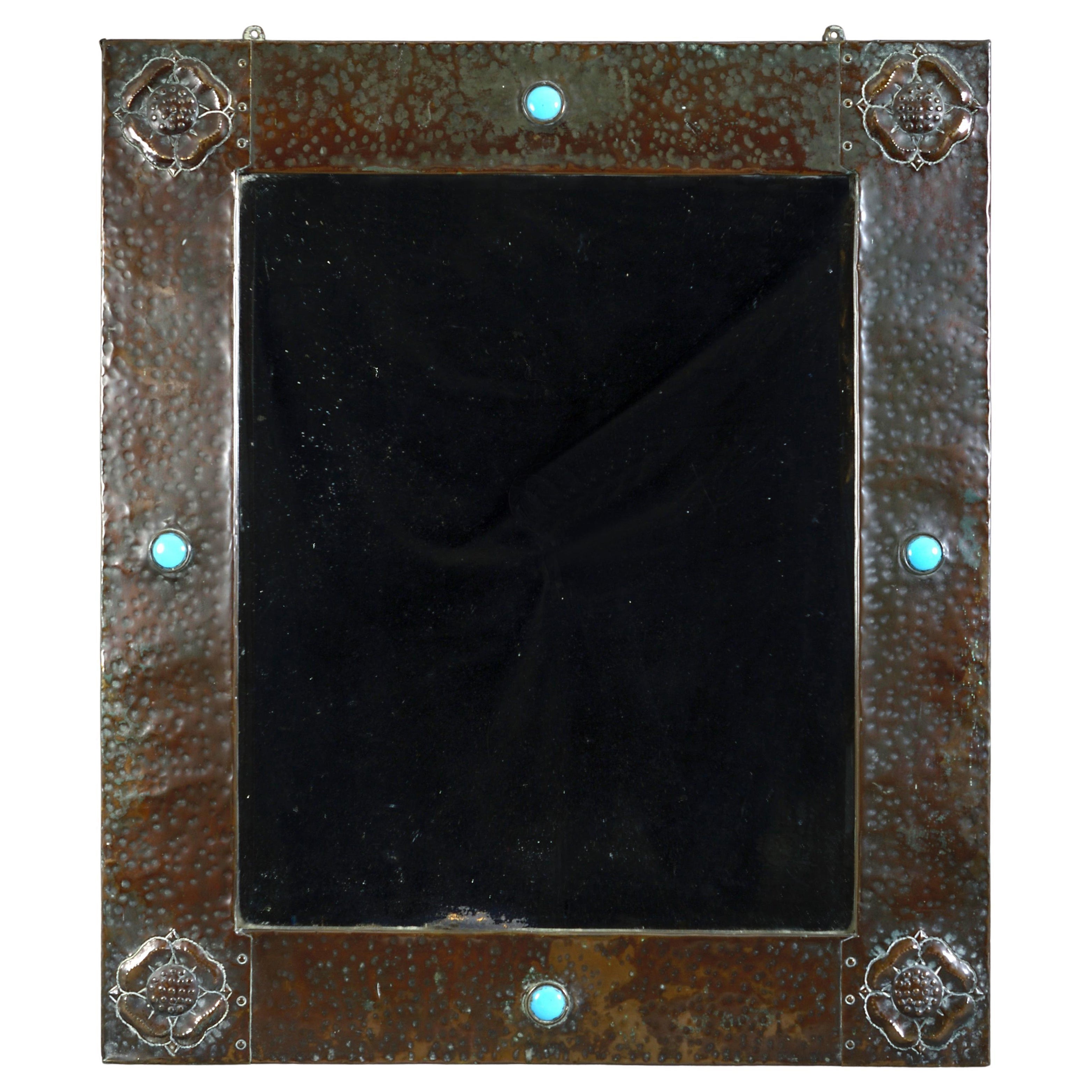 Arts and Crafts Beaten Copper Mirror Retailed by Liberty's