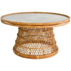 Midcentury Woven Rattan Cocktail Table
