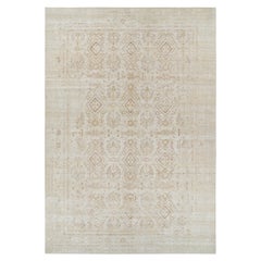 Rug & Kilim’s Oversized Oushak Style Rug with Cream and Beige Floral Patterns