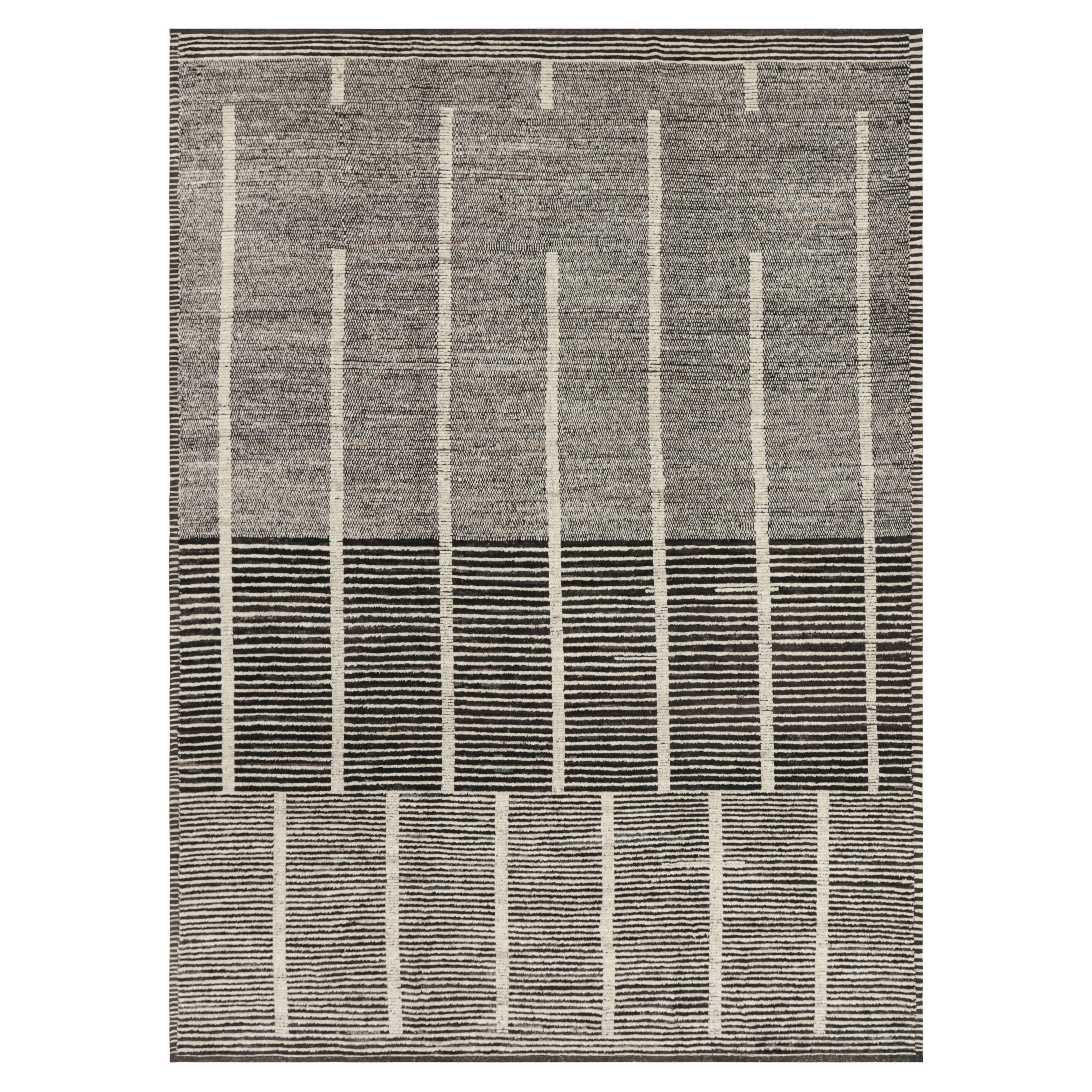 Rug & Kilim’s Modern Rug, Black and White Stripes and Geometric Patterns