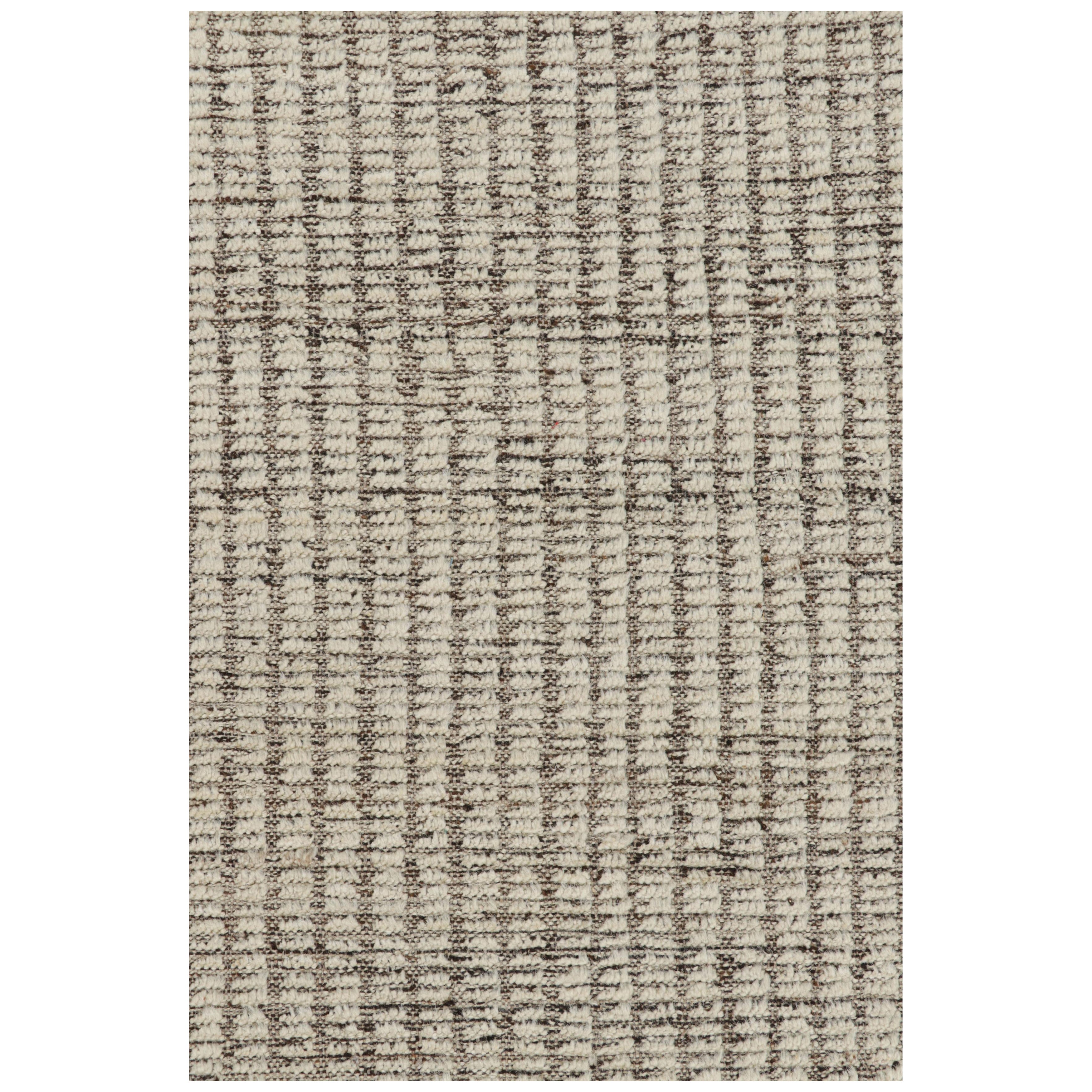 Rug & Kilim’s Textural Kilim with White Textural Stripes and Black Accents