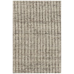 Rug & Kilim’s Textural Kilim with White Textural Stripes and Black Accents