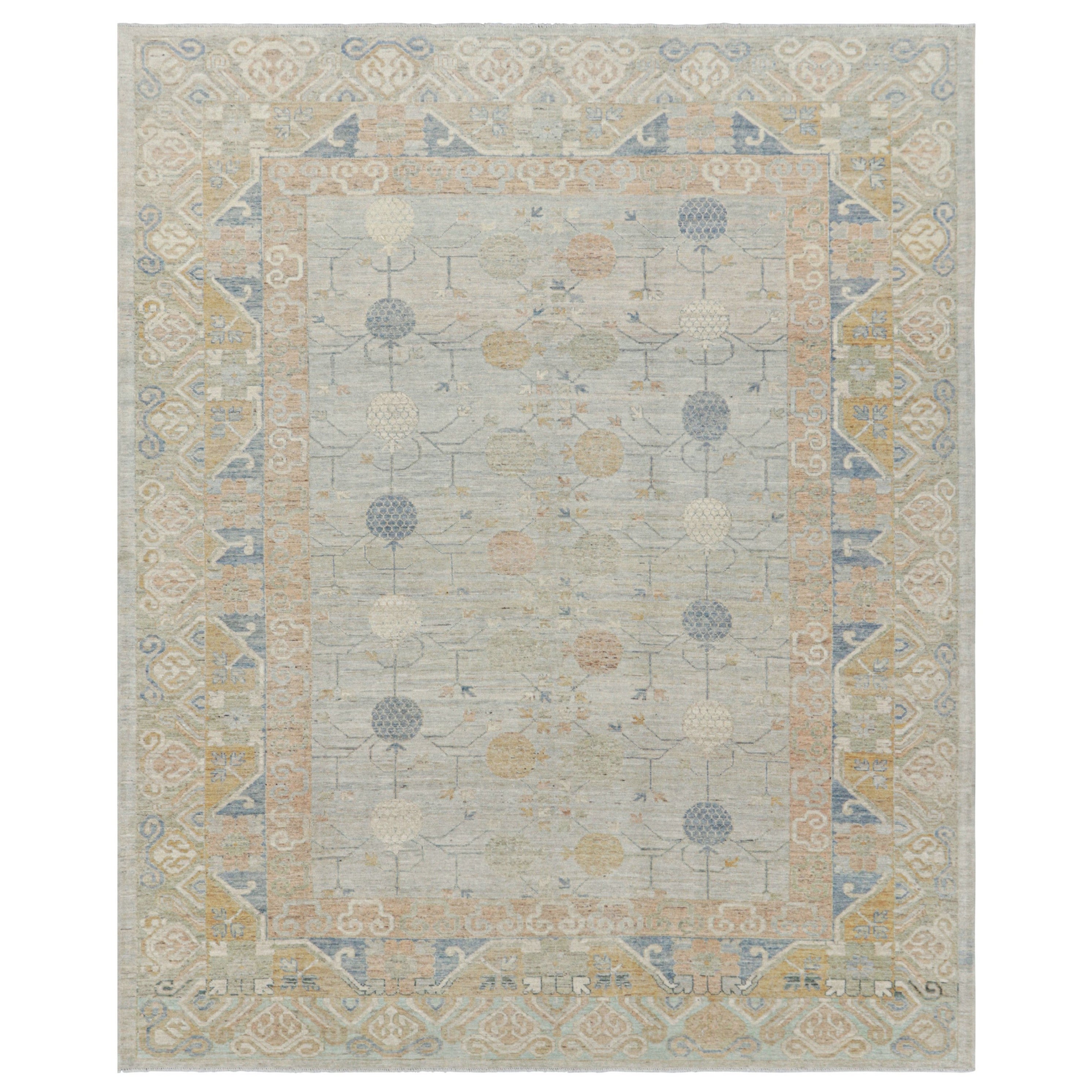 Rug & Kilim’s Khotan Style Rug in Light Blue with Pomegranate Floral Patterns