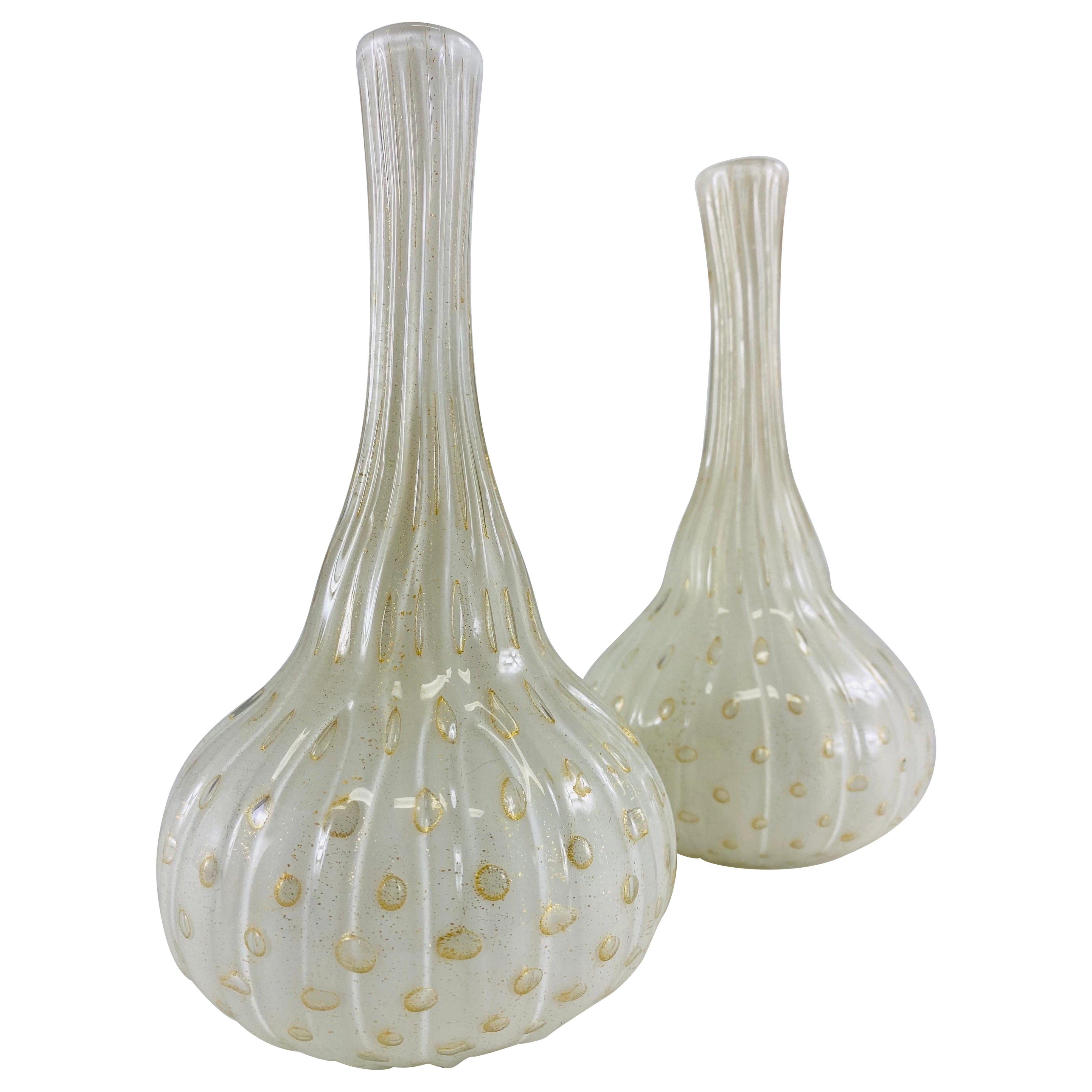 Barovier and Toso hand blown Murano glass vases/a pair