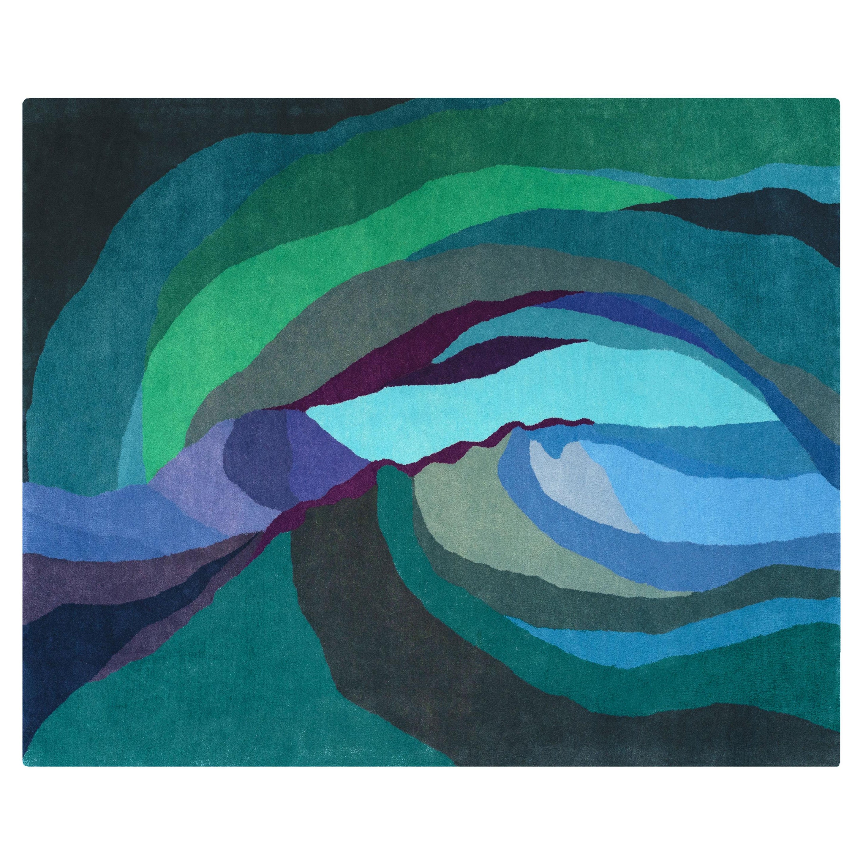 Antelope Canyon Pool Blue Green Organic Rectangle Area Rug Standard Size
