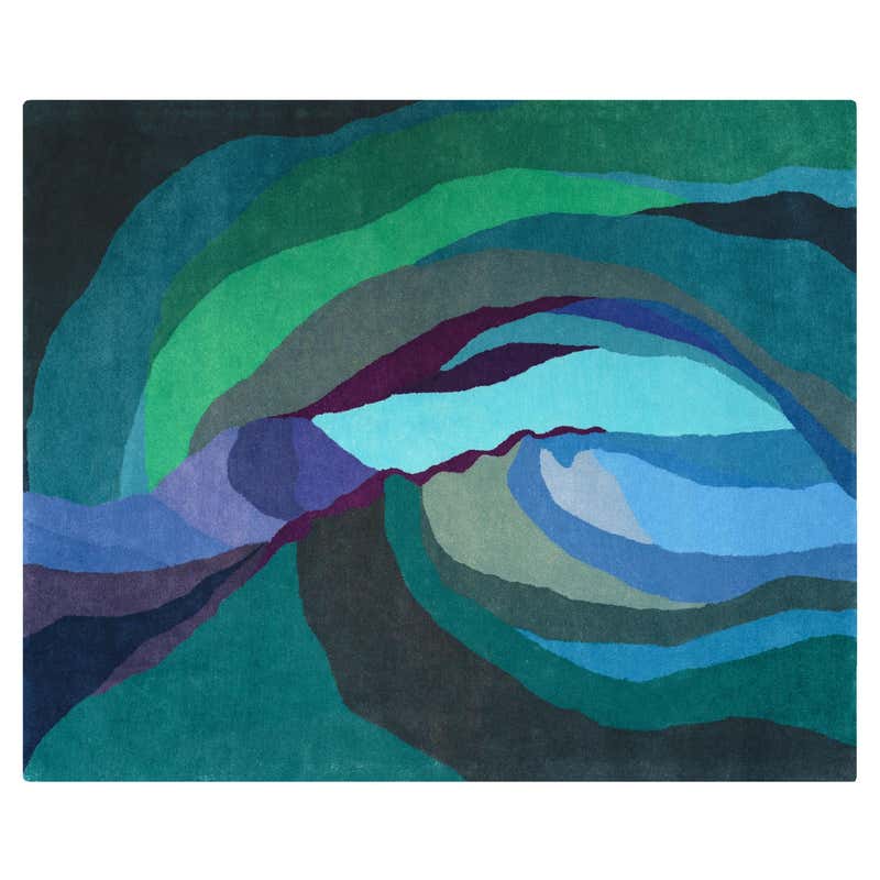 Lichen Blue Orange Organic Vibrant Natural Rug Standard Size For Sale ...