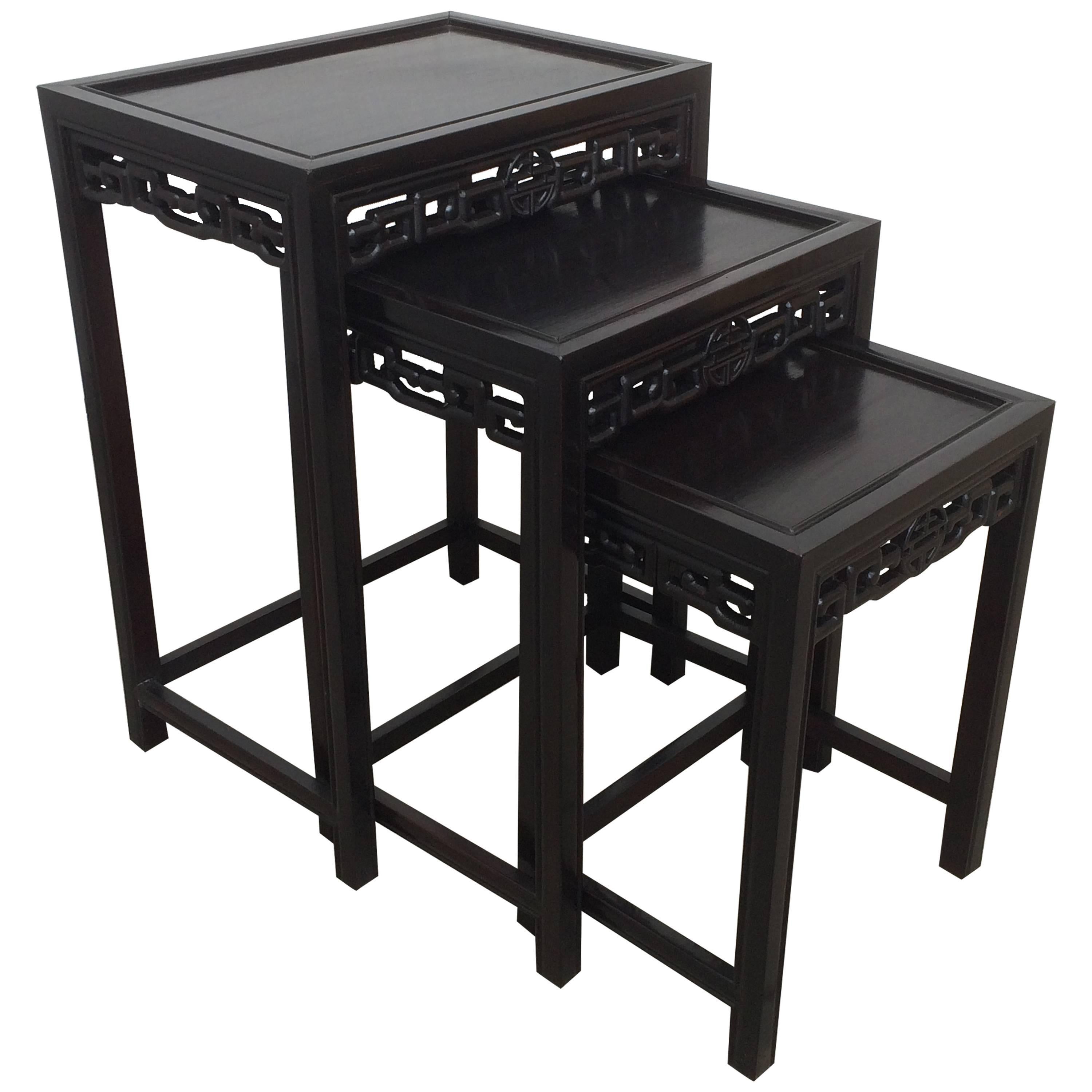 Chinese Export Ebonized Nesting Tables, circa 1900 For Sale