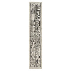 Alfombra extralarga Rug & Kilim en color crema con motivos geométricos negros