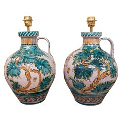 Pair of Lamp Bases in Decorated Ceramic Mediterranean style