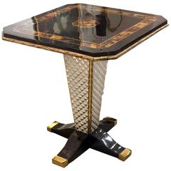 Deco Style Tesselated Horn and Coconut Side Table