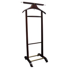 Vintage Fratelli Reguitti Dark Mahogany and Brass Valet in Style of Ico Parisi