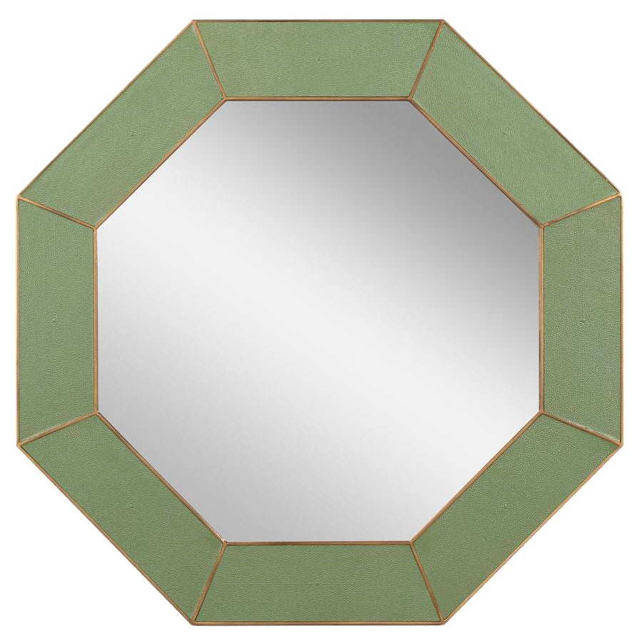 Specchio ottagonale in pelle di Greene & Greene, metà del secolo scorso
