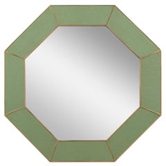 Mid Century Green Octagonal Leather Mirror