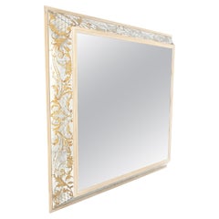 Fine Large 48" Square Convex Shape Reverse Painted Frame Italian Wall Mirror