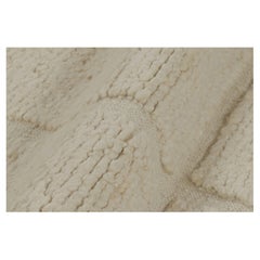 Rug & Kilim’s Contemporary Rug in Cream White with High-Low Geometric Patterns