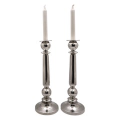 Pair of Sterling Silver Candlesticks in Art Deco Style