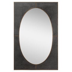 Mid Century Antique Grey Leather Mirror
