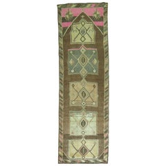 Zabihi Collection Vintage Turkish Runner in Brown and Pink