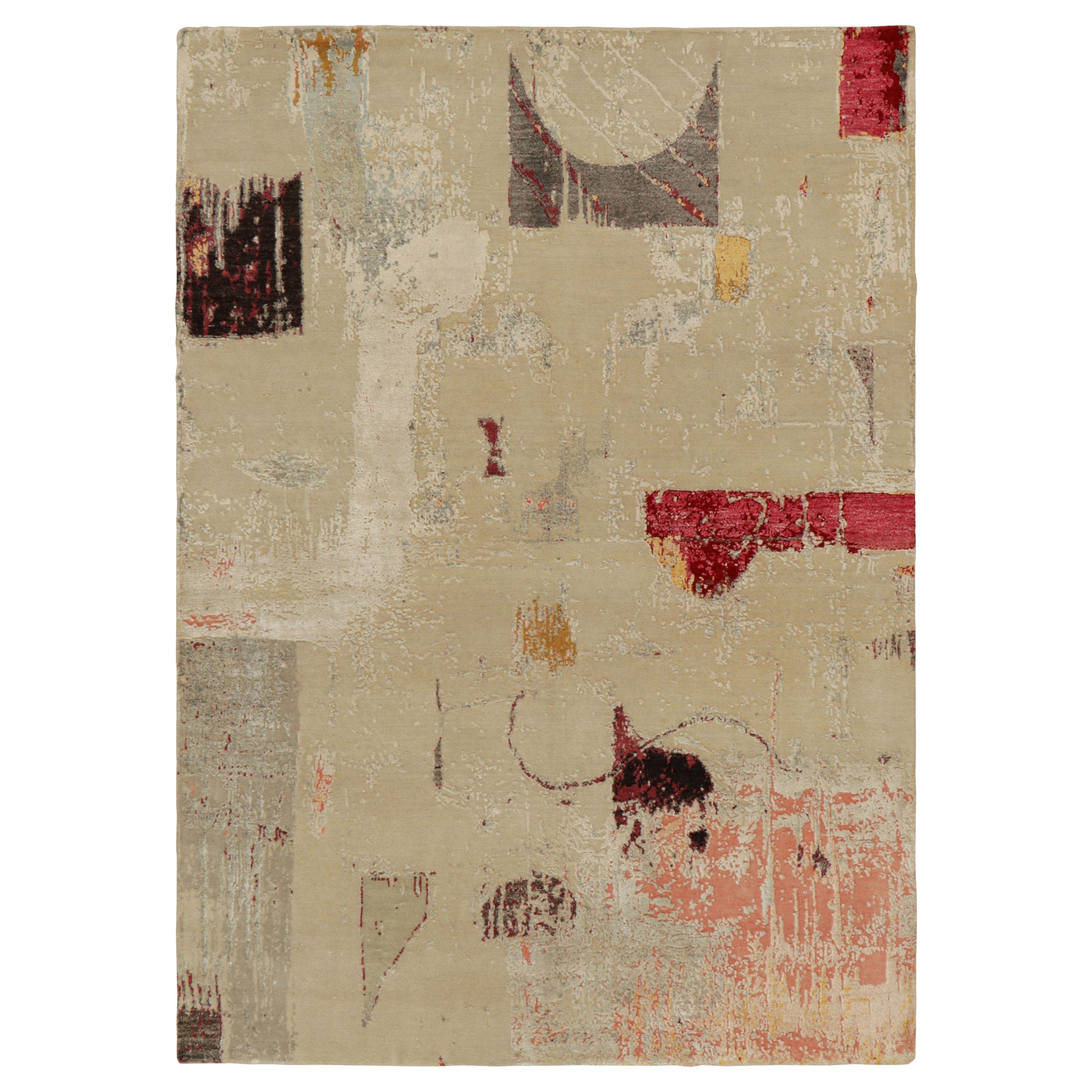 Rug & Kilim’s Abstract Rug in Off-White with Colorful Geometric Patterns