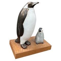 Escultura pingüino de cerámica vintage