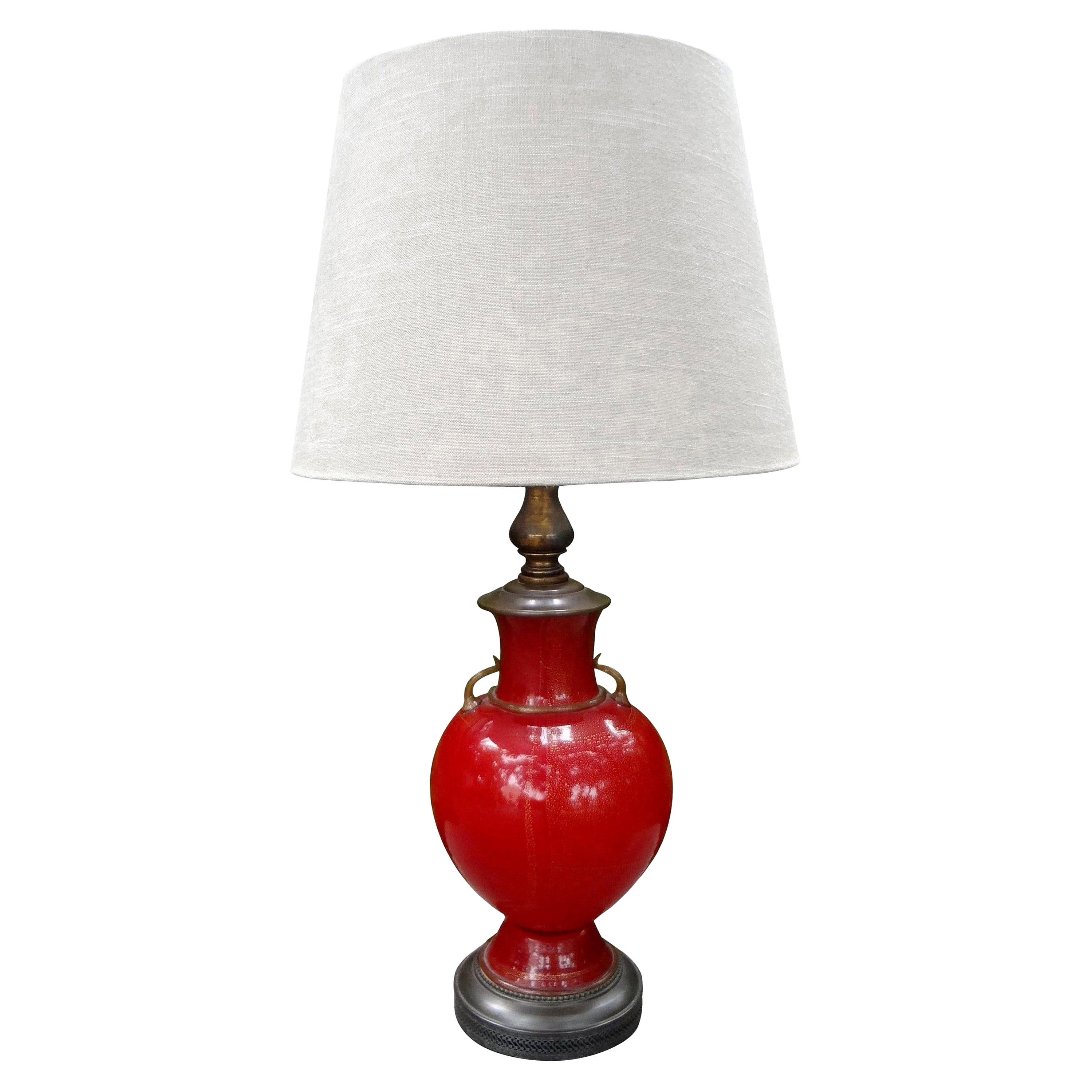 Red Murano Glass Lamp by Seguso