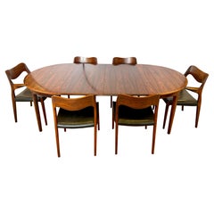 Mid Century Danish Modern Niels Moller Rosewood Dining Room Set Table & 6 Chairs