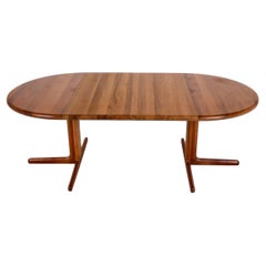 Danish Mid Century Modern Dyrlund Teak Extendable Dining Room Pedestal Table