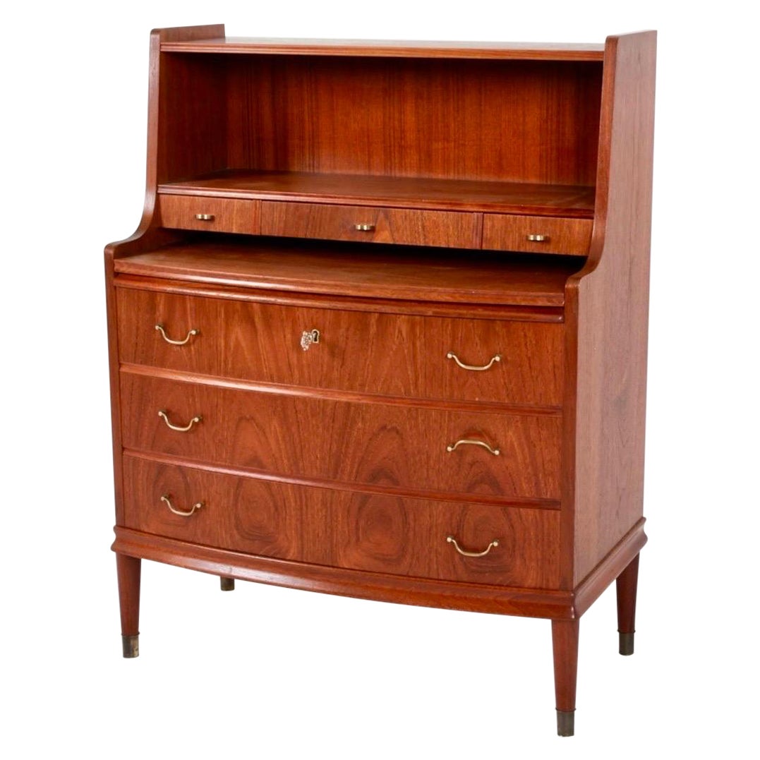 Teak Danish Mid Century Modern Teak Secretary Desk Chest Drawers Dresser