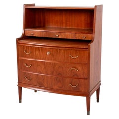 Teak Danish Mid Century Modern Teak Secretary Desk Chest Drawers Dresser