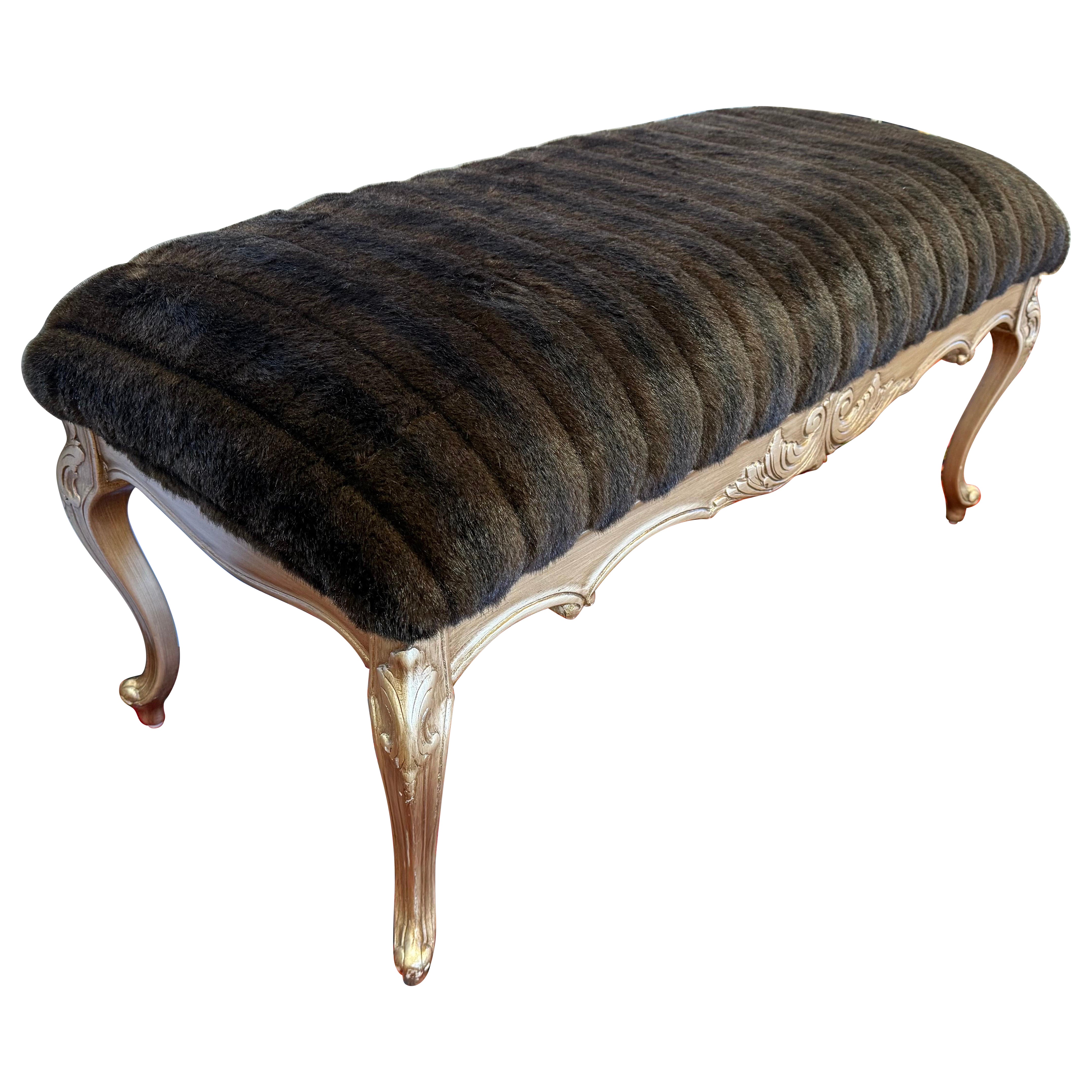 Faux Mink Fur Bench Window Seat Bench Chair